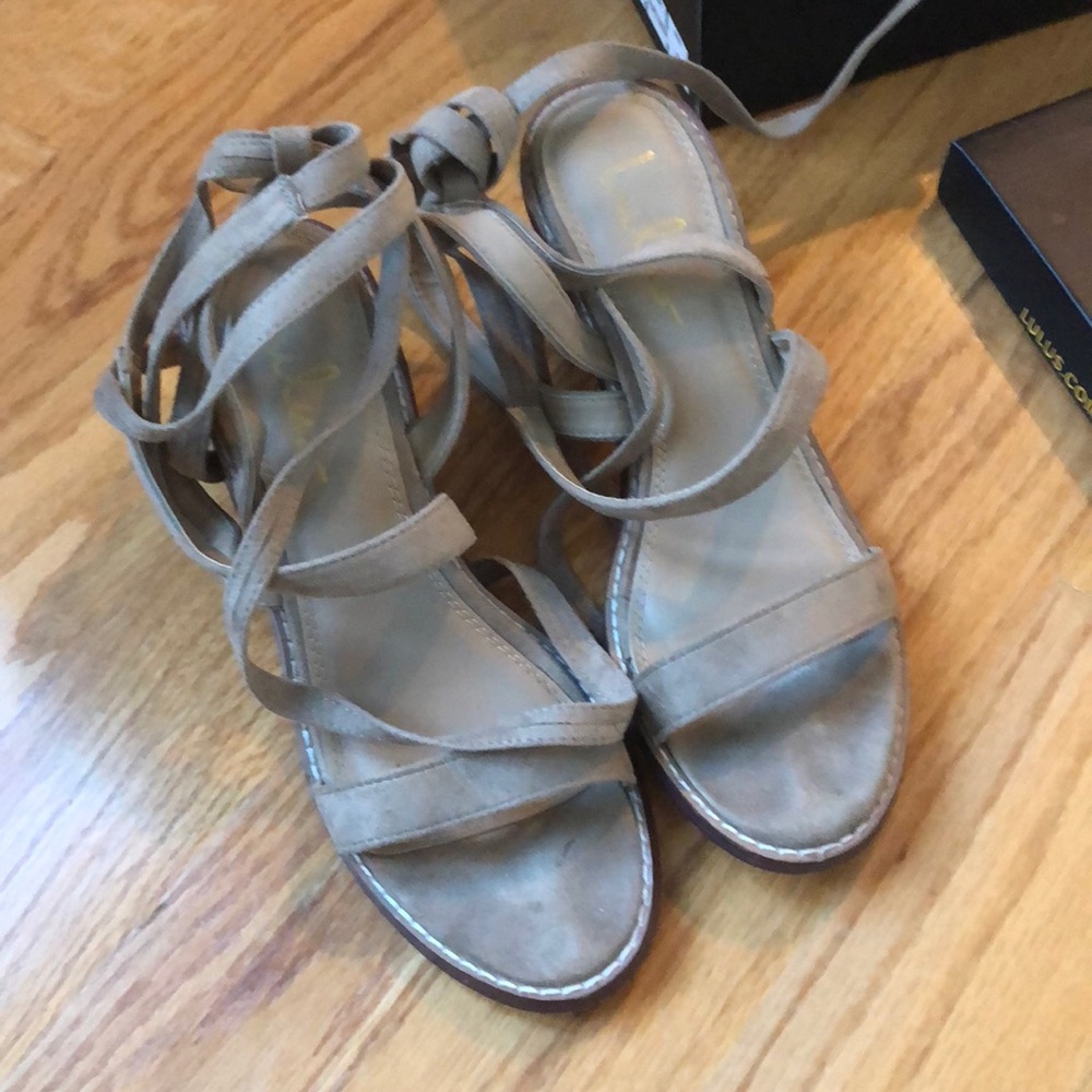Lulu’s Tie up Suede Heels
